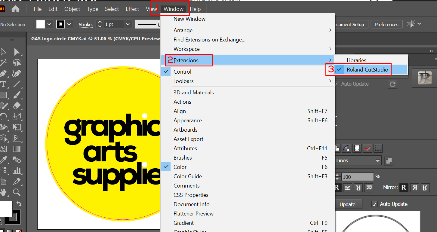 CUTSTUDIO Plugin for Adobe Illustrator Graphic Arts Supplies